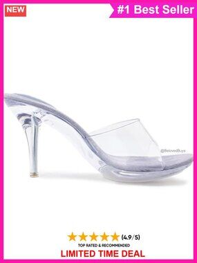 Clear Heels Women Dress Shoes Stiletto Heeled Sandals Open Toe Mules Slip On